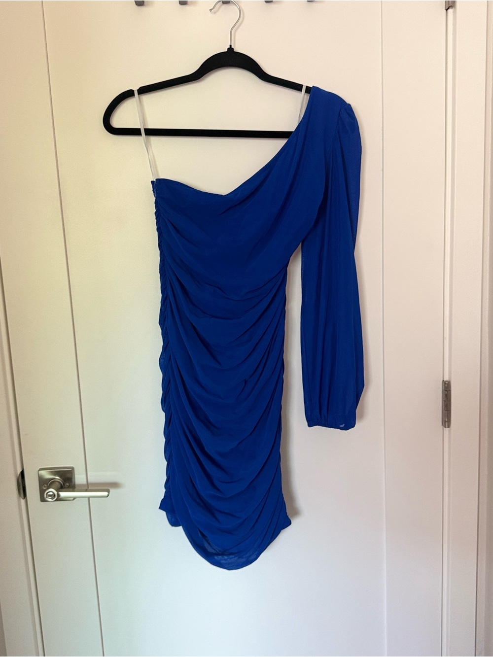 SHEIN Cobalt Blue One-Shoulder Ruched Dress